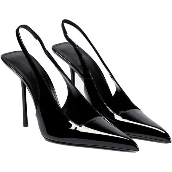 Women's Pointed Toe High Stiletto Heels Slingback Stretch Slip-on Pumps Backless - Picture 1 of 6
